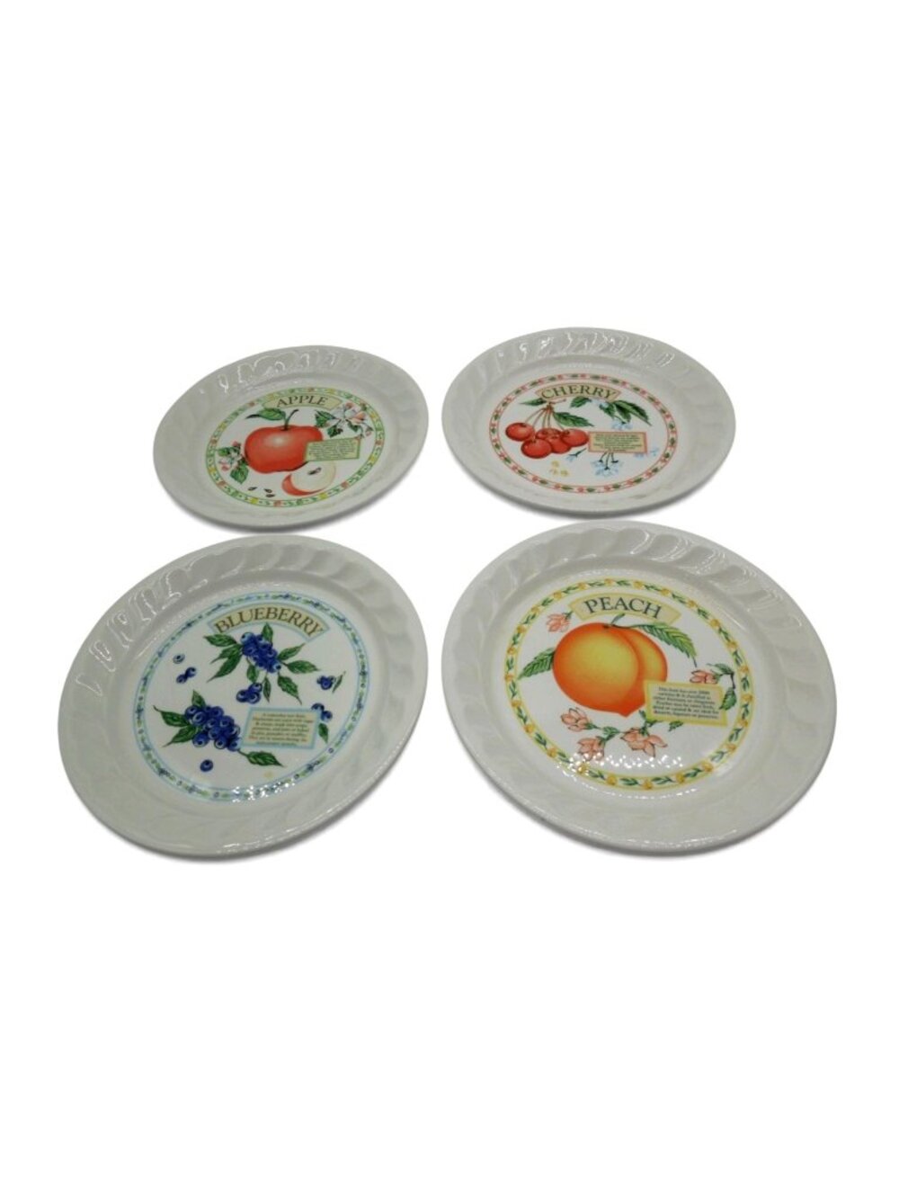 Himark Golden Pie Plate Set Apple Blueberry Cherry Peach Vintage 8"
